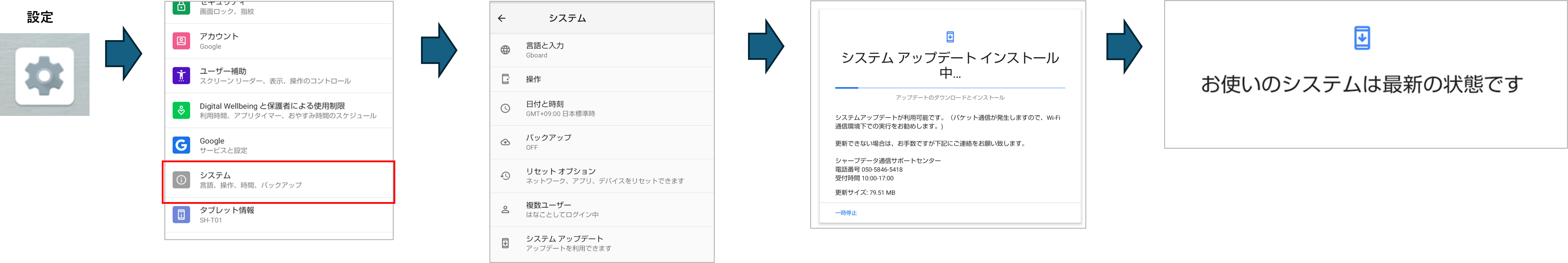 専用タブレットのソフトウェア確認手順