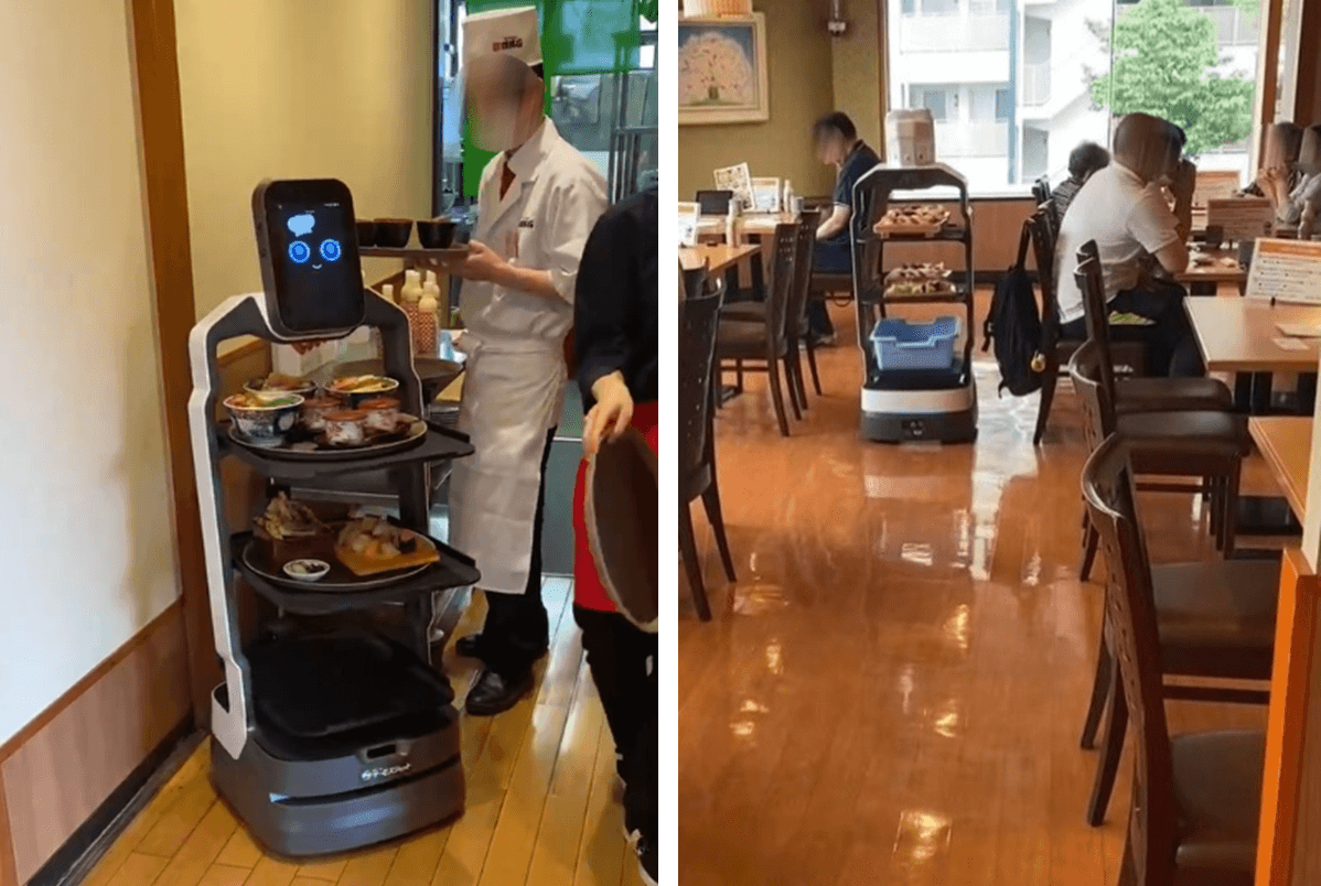 配膳AIロボットが江戸前すし店の配膳・下膳で活躍